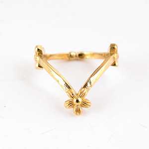 Nouvelle Arrivée Bague en Laiton Plaqué Or 18 carats pour Femme, Motif Floral Bohème Chevron, Bague Fine en Forme de V pour Vente en Gros/OEM/ODM - Product Image 5