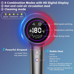 ไดร์เป่าผมพลาสม่าแบบ USB ไอออนิก110000รอบต่อนาทีทำงานเร็วสำหรับบ้านโรงแรมร้านเสริมสวยมอเตอร์ไฟฟ้ากระแสตรงจอ HD 1500วัตต์ - Product Image 2