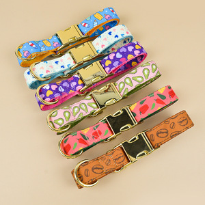 Luxury High Quality Soft Adjustable Dog Handmade Designer <strong>Pet</strong> Retractable Collar Heat Transfer Printing <strong>Pet</strong> Cute
