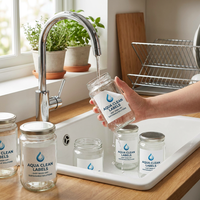 Étiquettes hydrosolubles de haute qualité, autocollantes, lavables, sans résidus, pour bouteilles et bocaux en verre