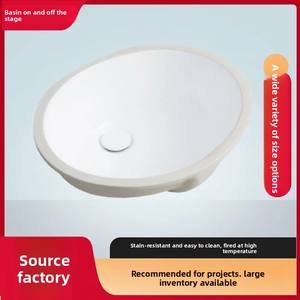 Lavabo de Cerámica para Encimera, de un Solo Orificio, <span class=keywords><strong>en</strong></span> Tamaños Grande y Pequeño, Ovalado y Cuadrado, para Balcón, Empotrado, para Hogar y Hotel - Product Image 2