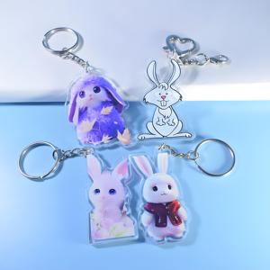 HanXinカスタムプリントミニアニメキーホルダークリアエポキシアクリル漫画スタイルプラスチック素材とカスタムロゴ付き