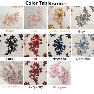 <span class=keywords><strong>Merveilleux</strong></span> brodé paillettes manches perlées dentelle Applique tissu coupe à la main LT2487A - Product Image 6