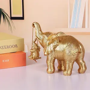 Elephant Handmade And High Quality Resin Animal Statue For Home Decor Gold Elephant Decor