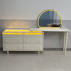 Miroir de coiffeuse moderne simple en bois massif Style ancien petite <span class=keywords><strong>chambre</strong></span> bureau d'angle de <span class=keywords><strong>maquillage</strong></span> rangement intégré salon - Product Image 4