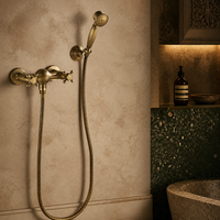 Système de douche mural encastré avec mitigeur en laiton brossé et robinet monocommande en céramique, jet doux, moderne, pour hôtel