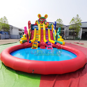 Tobogán acuático inflable de triple carril con piscina gigante desmontable - Product Image 2