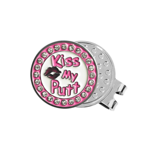 Accessoires de golf OEM ODM : Marqueur de balle de golf magnétique et clip de chapeau en métal émaillé « Kiss My Putt », en stock, expédition immédiate depuis notre usine avec 20 ans d'expérience. - Product Image 2