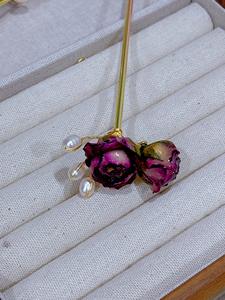 时尚天然淡水珍珠发夹手工水滴胶天然花朵发夹女女童发饰饰品 - Product Image 6