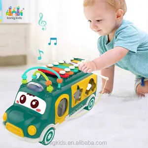 Konig กล่องของเล่นพลาสติกสำหรับเด็ก,ของเล่นดนตรีเพื่อการศึกษาของเด็กปฐมวัยเครื่องดนตรีเปียโนแบบเคาะรถบัส