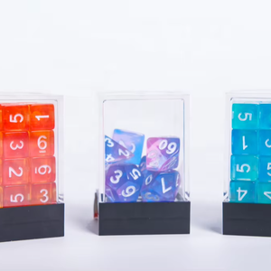 Хорошее качество 16 мм точечные кости с пластиковой коробкой оптом акриловые кости для настольной игры - Product Image 1