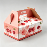 Boîte d'emballage de luxe pour cerises du Chili avec poignée, boîte cadeau en carton ondulé imperméable pour fruits, vente en gros de boîtes en papier avec poignée