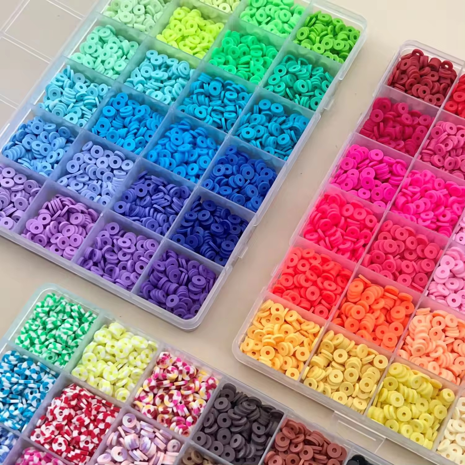 72 Color 10800pcs Colorful Flat Round Polymer Clay Bead Diy Hand Craft Clay Heishi Beads Soft Clay Beads for Bracelet Making Kit
