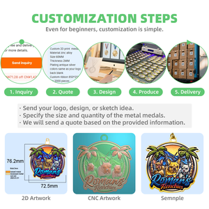 Medaglia Sportiva Personalizzata in Lega di Zinco 3D Dorata per Maratona, Design Personalizzato, Vendita all'Ingrosso - Product Image 3