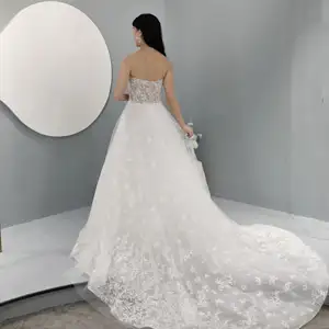 Luxury Wedding Dress 2024 Vestido De Noiva A Line Lace Wedding Gown For Bridal Lady