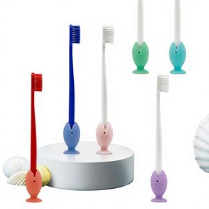 Cute Silicone Fish <b>Toothbrush</b> <b>Holder</b> Set Cartoon Travel Portable Dustproof <b>Toothbrush</b> Cover Cap Organizer for Kids Bathroom - Product Image 1