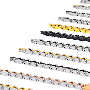Bracciale cubano multicolore catena a doppia fila <span class=keywords><strong>con</strong></span> fibbia magnetica in acciaio inossidabile intrecciato placcato oro gioielli da uomo a doppio strato - Product Image 6