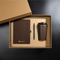 Coffret Cadeau Promotionnel Personnalisable Luxe Éco-responsable : Carnet en Fibres de Thé Vert, Stylo, Gobelet Réutilisable – Ensemble Cadeau d'Affaires Imprimé UV