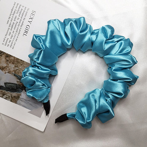 Venta caliente de la burbuja de pliegues de diadema <span class=keywords><strong>seda</strong></span> sólido color maquillaje diadema para niñas <span class=keywords><strong>scrunchies</strong></span> - Product Image 5