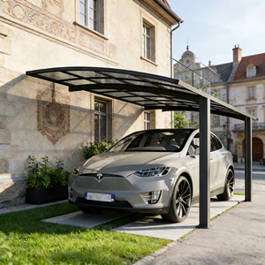 Abri de voiture moderne et simple en <span class=keywords><strong>aluminium</strong></span>, taille personnalisable, avec panneaux en polycarbonate pour stationnement extérieur résidentiel, résistant au vent et à la neige - Product Image 2