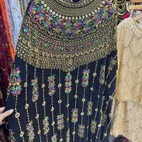 Robe de soirée colorée à sequins et perles, ensemble de tenue de mariée musulmane artisanale, jalabiya pour cérémonie de mariage