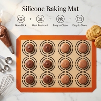 Tapis à macarons en silicone non poreux personnalisé en gros avec bordure orange en fibre de verre, anti-déformation, facile à démouler
