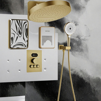 Ensemble de douche thermostatique à 3 fonctions en laiton chromé de style moderne Oire, mitigeur mural pour salle de bain, jet doux