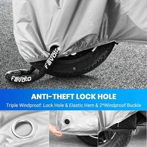 Favoto All-Season Cubierta de motocicleta al aire libre Impermeable Protección solar Agujeros de bloqueo A prueba de viento A prueba de polvo Ajuste universal para cubierta - Product Image 4