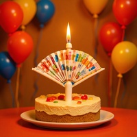 Bougie d'anniversaire cylindrique en cire de paraffine semi-artisanale, surprise créative, à dépliage automatique, motif clown, pour gâteaux et fêtes