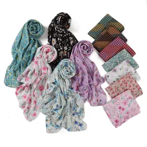 Custom Cotton Voile Printed Square Hijab Soft Cotton Linen Viscose Headscarf Tudung Bawal Shawl