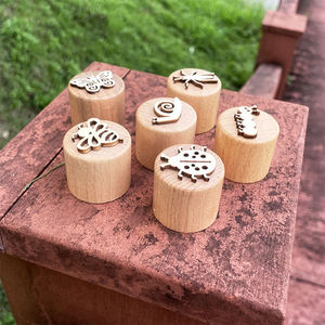 Sellos de Madera Personalizados para Plastilina, Sellos de Madera Natural con Patrones Variados, Juguetes de Plastilina de Madera para Niños - Product Image 3