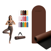 Tapis de yoga et de Pilates en caoutchouc PU personnalisés avec logo, forme ovale, antidérapants, couleur chocolat brun