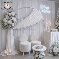 Arche Ronde ANNIELU en Aluminium – Cadre de Fond au Design Simple avec Base Noire pour Photobooth, Mariage, Fête, Décoration de Noël