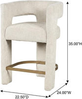 Chaise de bar moderne en velours, tabouret rembourré avec structure métallique, siège de comptoir pour bar à domicile, îlot de cuisine, salle à manger