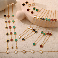 Moda cinco hojas flor plateada 18K oro doble cara OL trébol pulsera collar pendiente conjuntos de joyería para mujer