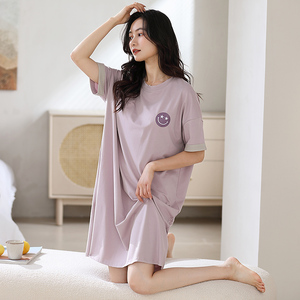 white christmas dresses Dark Blue Printed Cotton Maxi Nightdress for Ladies main image 0
