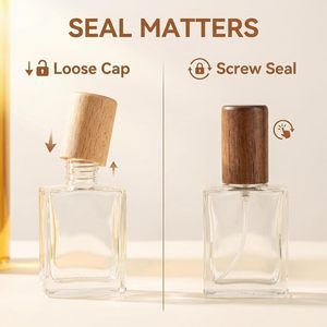 Portable 30ML 50ML Glass <b>Spray</b> Bottle for Perfume Dispenser Large Capacity Walnut Replacement Bottle for Personal Care - Product Image 2