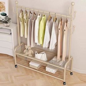 Porte-chaussures multi-niveaux à double rail blanc crème résistant à l'usure, organisateur roulant pour chambre familiale, porte-vêtements autoportant - Product Image 6