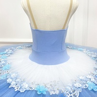Tutu de ballet bleu clair ET23004 pour filles, tenue de danse, tutu de ballet floral, costume de performance pour compétition de ballet professionnelle