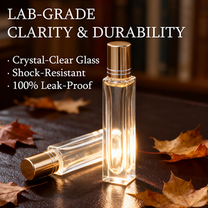 High Quality Clear Transparent 10 ml Perfume Roll on Glass <b>Bottle</b> <b>10ml</b> Round Essential Oil Perfume Roller <b>Bottle</b> with Metal Ball - Product Image 2