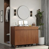 Armoire à chaussures Dareko en bois de noyer moderne, étagères multi-niveaux, tiroirs en plastique et métal durables, montage facile pour la maison