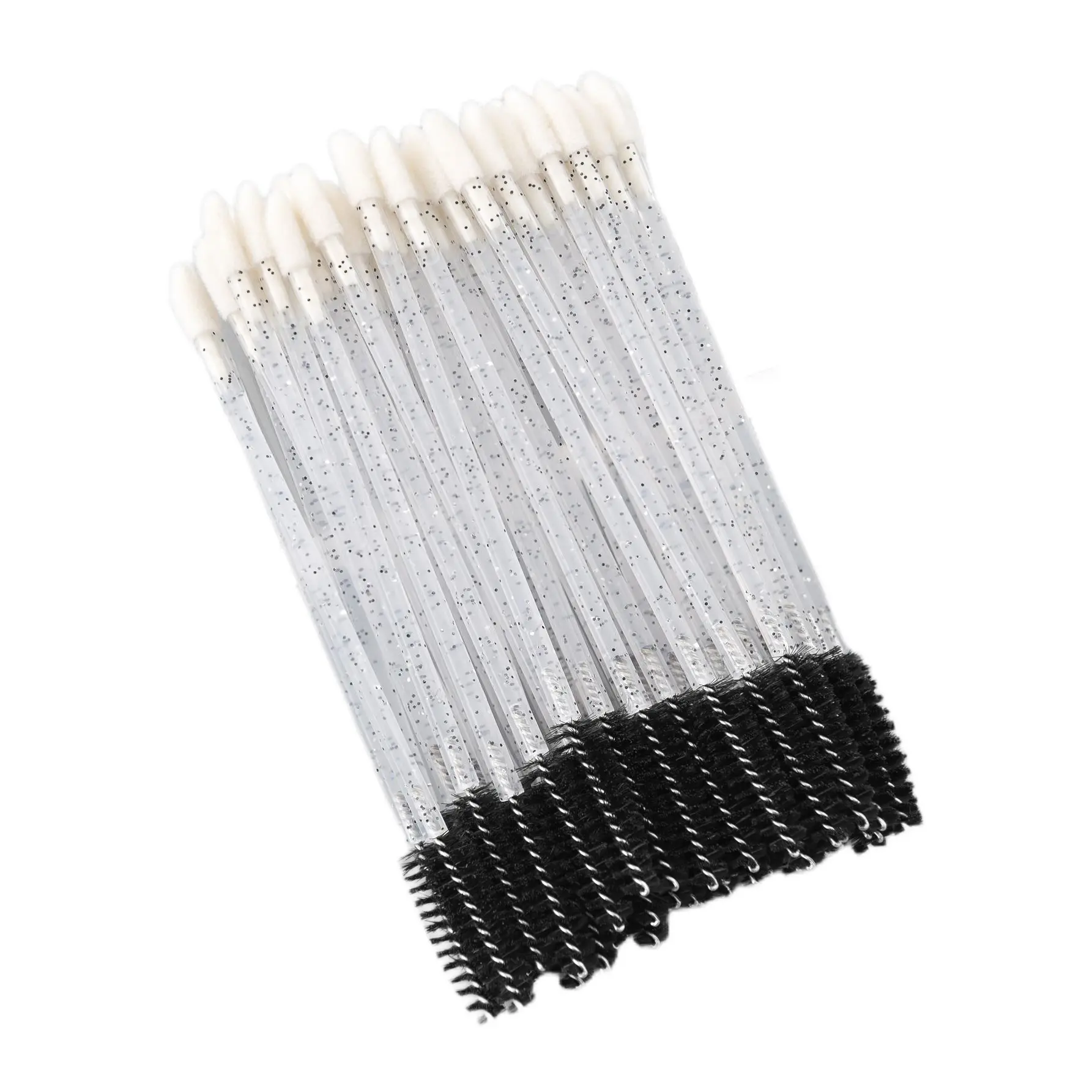 Newest Disposable 50pcs Crystal Eyelash Brush Clear Lash Spoolies Wholesale Eye Lashes Brushes Micro Applicators