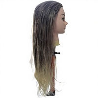 Tête de mannequin en cheveux synthétiques ombrés pour la pratique de la coiffure, tête de poupée pour la formation en coiffure pour les étudiants en cosmétologie