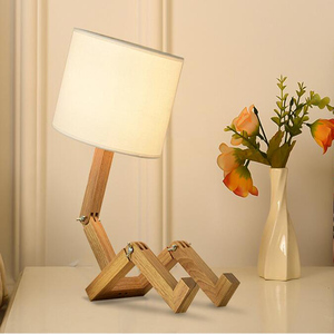 Lámpara de Mesa de Madera con Diseño de Robot Creativo, LED, Flexible, para Sala de Estar, Escritorio, Estilo Nórdico Moderno, para Trabajar, Estudiar, Decoración de Interiores - Product Image 2