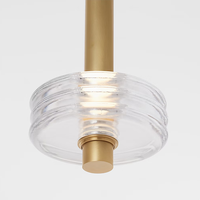 Lustre suspendu moderne en verre transparent exquis, style européen, en laiton massif, pour chambre à coucher et chevet