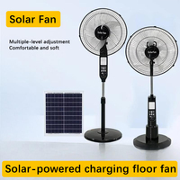 Ventilateur sur pied solaire silencieux personnalisé de 16 pouces, rechargeable, avec commande solaire, autonomie de 12 heures, IP20, alimenté par énergie solaire avec panneau solaire