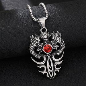 Collar con Colgante de Espada Cruzada de Doble Dragón para Hombre, Acero Inoxidable 316L, Estilo Punk Vintage, Joyería de Moda Animal, Venta al por Mayor - Product Image 4