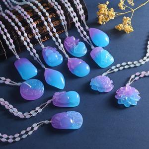 Collar YL de imitación de ámbar con degradado morado <span class=keywords><strong>y</strong></span> gota de agua, colgante de hebilla de la <span class=keywords><strong>paz</strong></span>, estilo étnico, suéter largo, cuentas de plástico, transmisión en vivo - Product Image 1