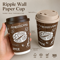 Vaso de Papel Desechable Premium, Ecológico, Biodegradable, Compostable, con Pared Ondulada, Apto para Alimentos, Libre de BPA, No Tóxico, Resistente al Calor