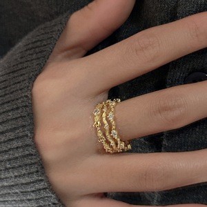 Bague en argent pur S925, style vintage, dentelle, design original, plaqué or 18 carats, luxe léger, style français, incrustation de zircon rétro, bague à ouverture - Product Image 3